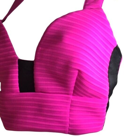 Express Womens Crop Top Pink/Black Style 75118257 Zip Back Size S/P NWT - Picture 3 of 5